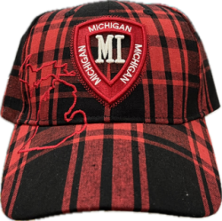 Robin Ruth Michigan Baseball Hat - Red and Black Plaid