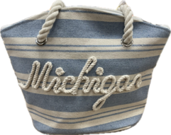 Robin Ruth Beach Tote - Blue Stripe w/ Rope