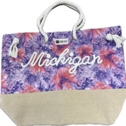 Robin Ruth Michigan Beach Tote -Purple Floral