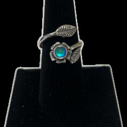 Leight Works Sterling Silver Flower Ring - Green Polished