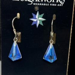 Leight Works Small Triangle Glacier Crystal Earrings Blue Polished