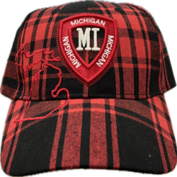 Robin Ruth Michigan Baseball Hat - Red and Black Plaid